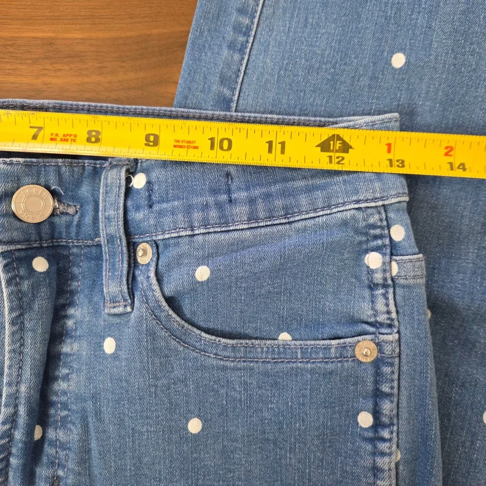 J Crew Vintage Straight‎ Jeans Polka Dot Print Stretch Denim Pants Size 25